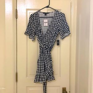Black & White Gingham Wraparound Dress